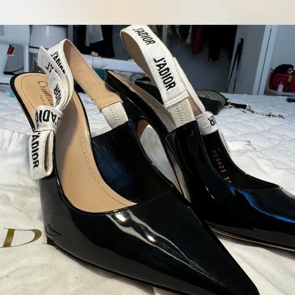 Dior Black Patent Leather Slingback Heels - Picture 3 of 6